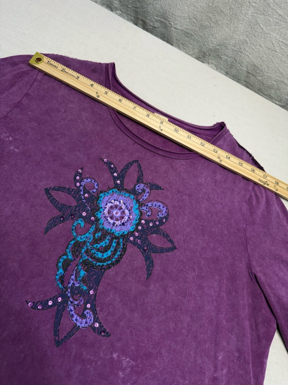 Rena - Purple Floral Embellished Women’s Top - Size XL - Picture 13 of 16